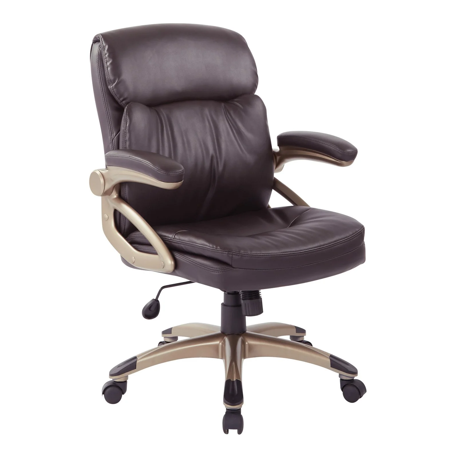 Executive Low Back Chair in Espresso Bonded Leather with Cocoa Accents