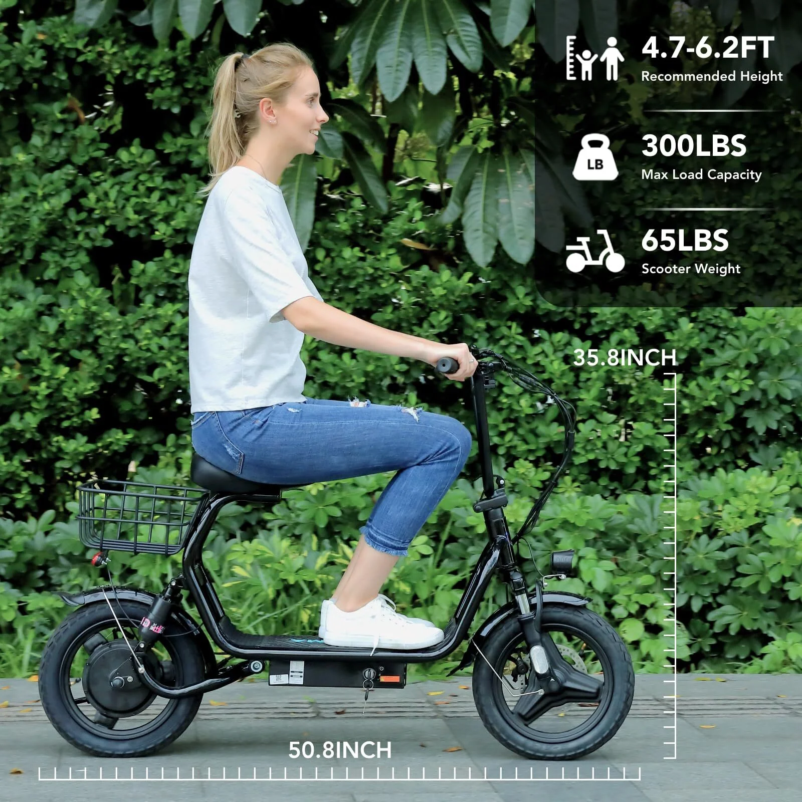 Caroma Peak 500W Adults Electric Scooter with Seat, 14