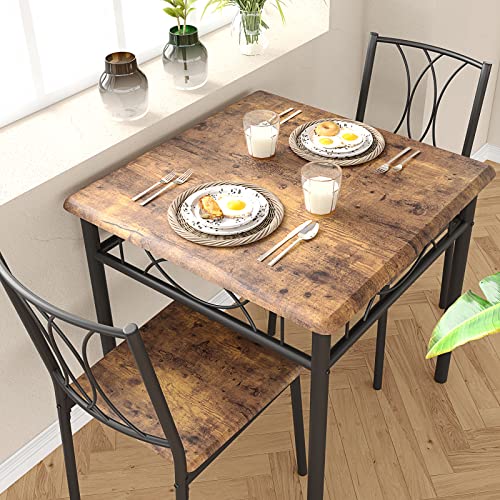 CABIHOME Dining Table Set for 4, Kitchen Table Set with 4 Chairs, Rectangular Dining Table Set for 4, Kitchen Table Set for Apartment, Small Space, Dining Room, Retro Brown