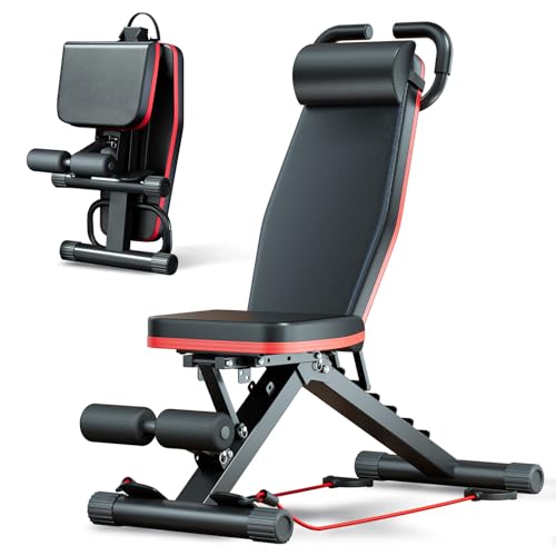 14-in-1 Multi-Functional Weight Bench, 1000 lbs Capacity Workout Bench for Home Gym, Foldable Incline Bench for Full Body Workout, 6 Adjustable Incline Levels, Suitable for Strength Training