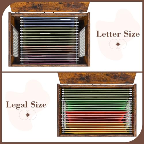 Rolling File Cabinet Cart, Hanging File Organizer Box with Lid for Home Office, Small Filing Cabinet on Wheels Under Desk, Mobile Decorative Document Storage Basket for Letter & Legal Size