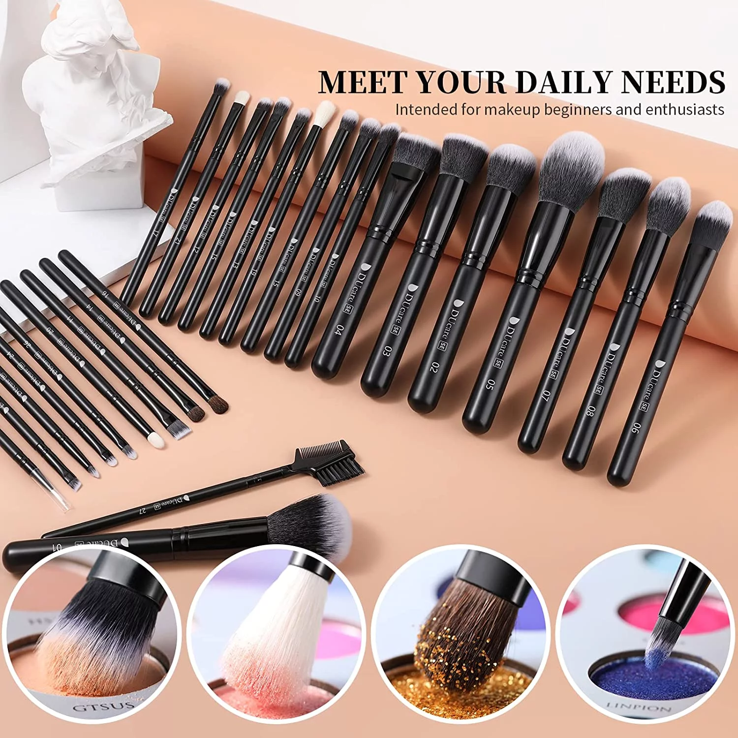 DUcare Makeup Brushes Professional 27Pcs Makeup Brush Kit Set Kabuki Foundation Blending Face Powder Blush Concealers Eye Shadows