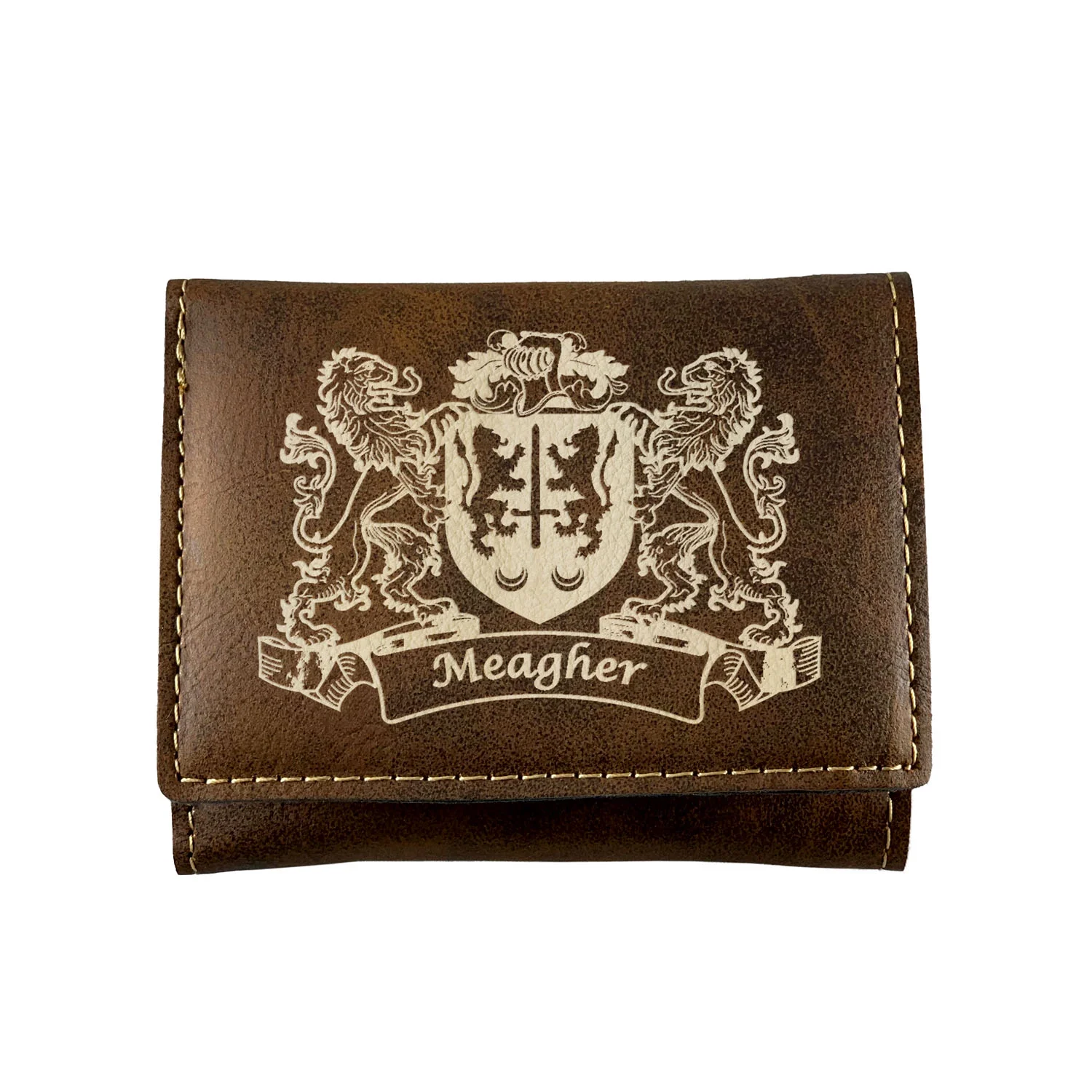 Meagher Irish Coat of Arms Rustic Leather Wallet