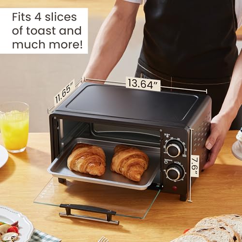 Elite Gourmet ETO236 Personal Compact 2 Slice Countertop Toaster Oven with 15 Minute Timer & Adjustable Temperature, Bake, Broil, & Toast, Black