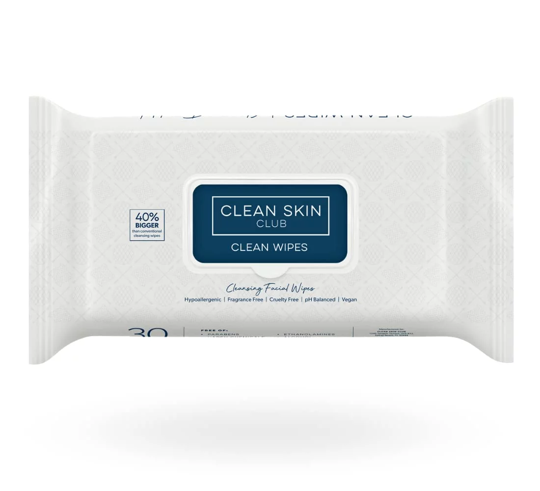 Clean Skin Club Premium Face Wipes Makeup Removing Towelettes, 90 Count
