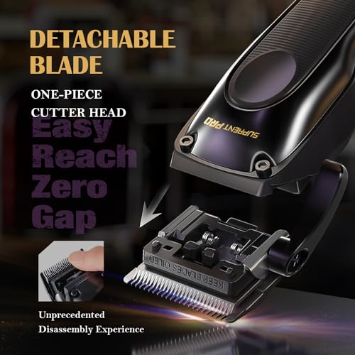 SUPRENT PRO Professional Hair Clippers for Men - High Torque Brushless Motor & Detachable Blade - Cordless Hair Clipper Set for Barbers with Charging Base - Premium Gift Hair Clipper Kit