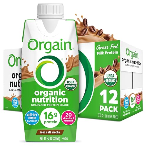 Orgain Organic Nutritional Protein Shake, Vanilla Bean - 16g Grass Fed Whey Protein, Meal Replacement, 20 Vitamins & Minerals, Fruits & Vegetables, Gluten Free, Non-GMO, 11 Fl Oz (12 Pack)