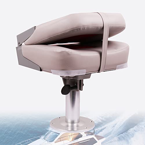 Deckpro Angler Low Back Boat Seat, Fold-Down Fishing Boat Seat Grey/Blue