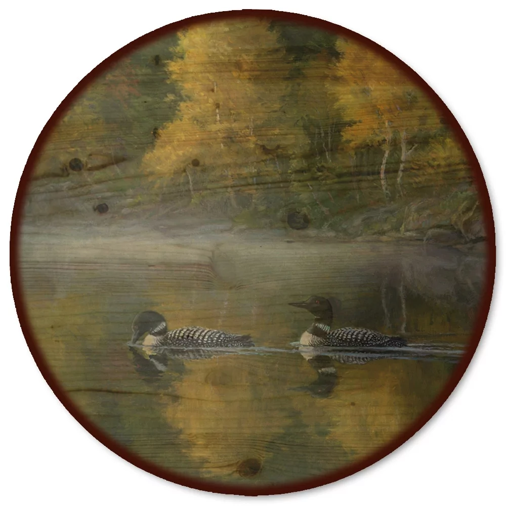 House & Homebody Co.  'Autumn Morning Shoreline' Wood Lazy Susan - 18 x 18