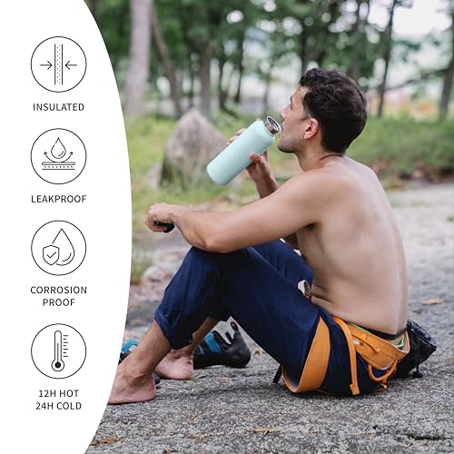 Bambaw 32 oz Water Bottle | Insulated Water Bottles | Water Bottle Stainless Steel | Insulated Travel Water Bottle | Insulated Water Bottle | Stainless Steel Water Bottles | 1 Liter Water Bottles