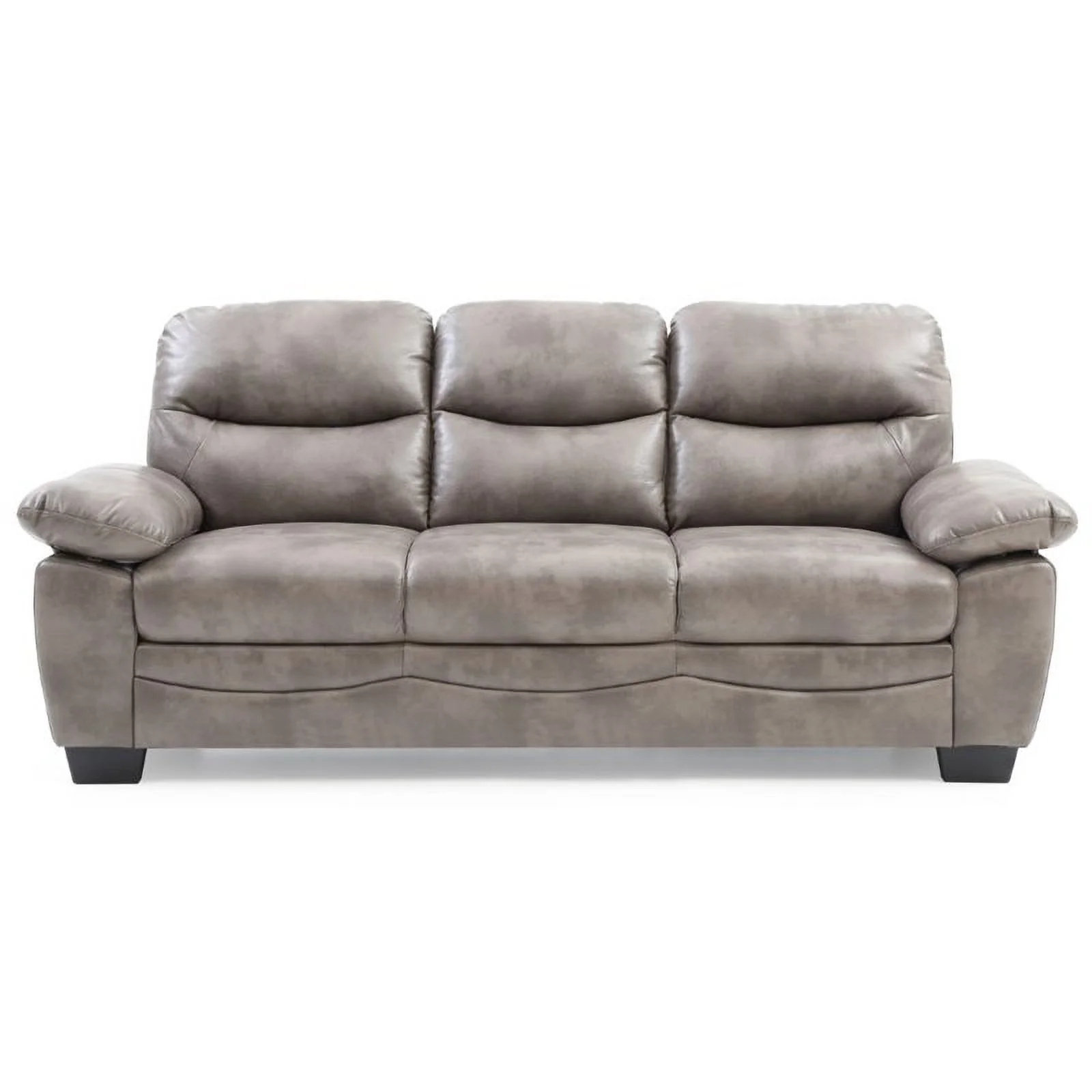Pemberly Row Modern / Contemporary Faux Leather Sofa in Gray Finish