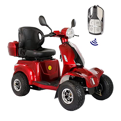Mobility Scooters for Seniors & Adults, Heavy Duty 4-Wheel 3-Speed Medical Electric Golf Mobility Scooter Battery Powered with Rear Lock Box & Golf Cart Rack Adjustable Seat