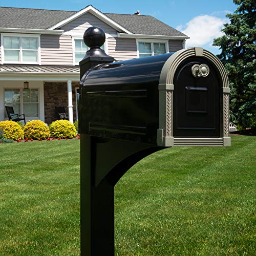 Architectural Mailboxes Landover Aluminum Mailbox Post, Black and Architectural Mailboxes Chadwick Galvanized Steel Post-Mount Mailbox, 8950B-10, Black