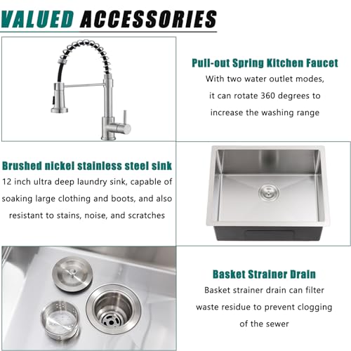 25 Inch Drop In Utility Sink with Faucet, 25