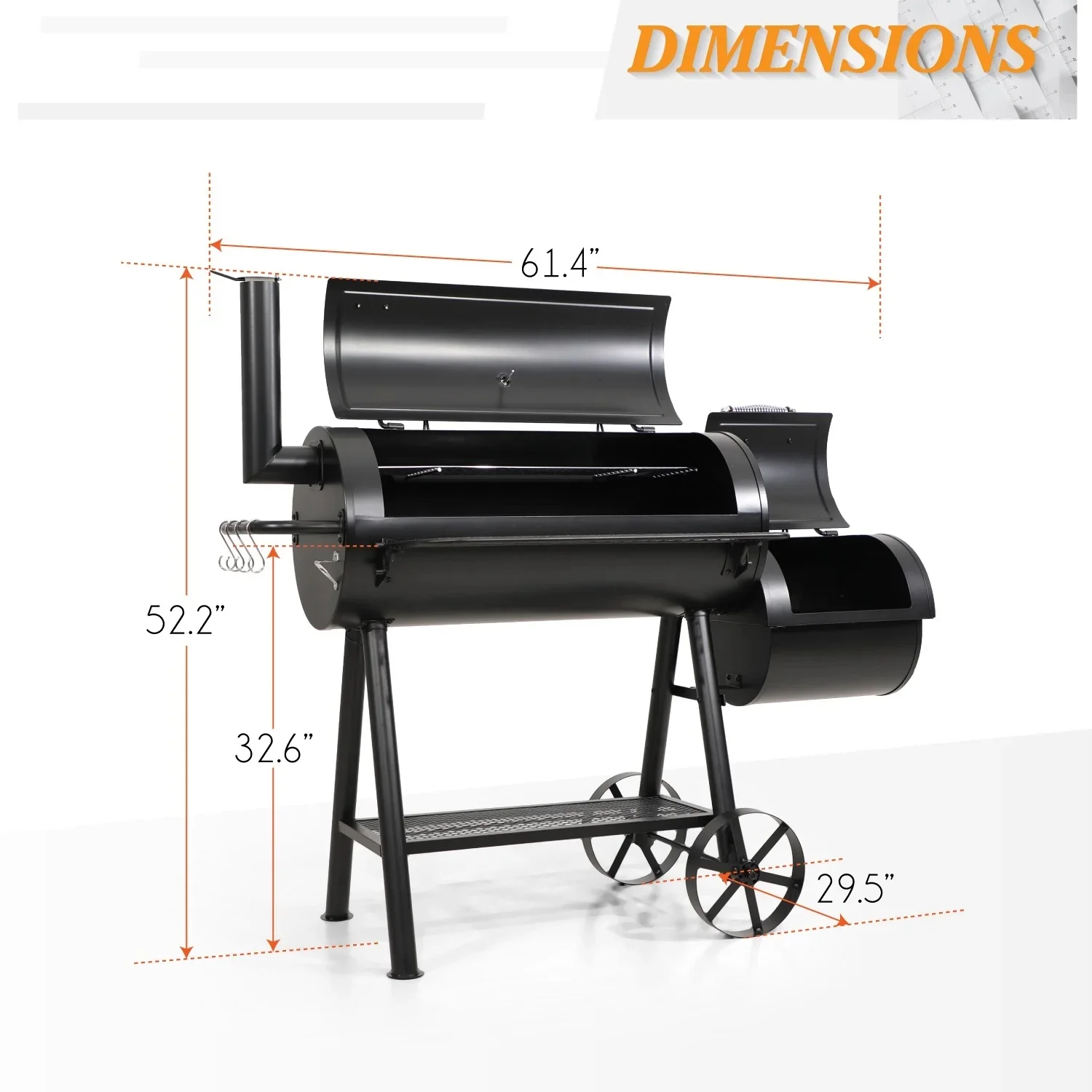 Summit Living Charcoal Grill with Offset Smoker 941 sq.in. Extra Large BBQ Grill Black
