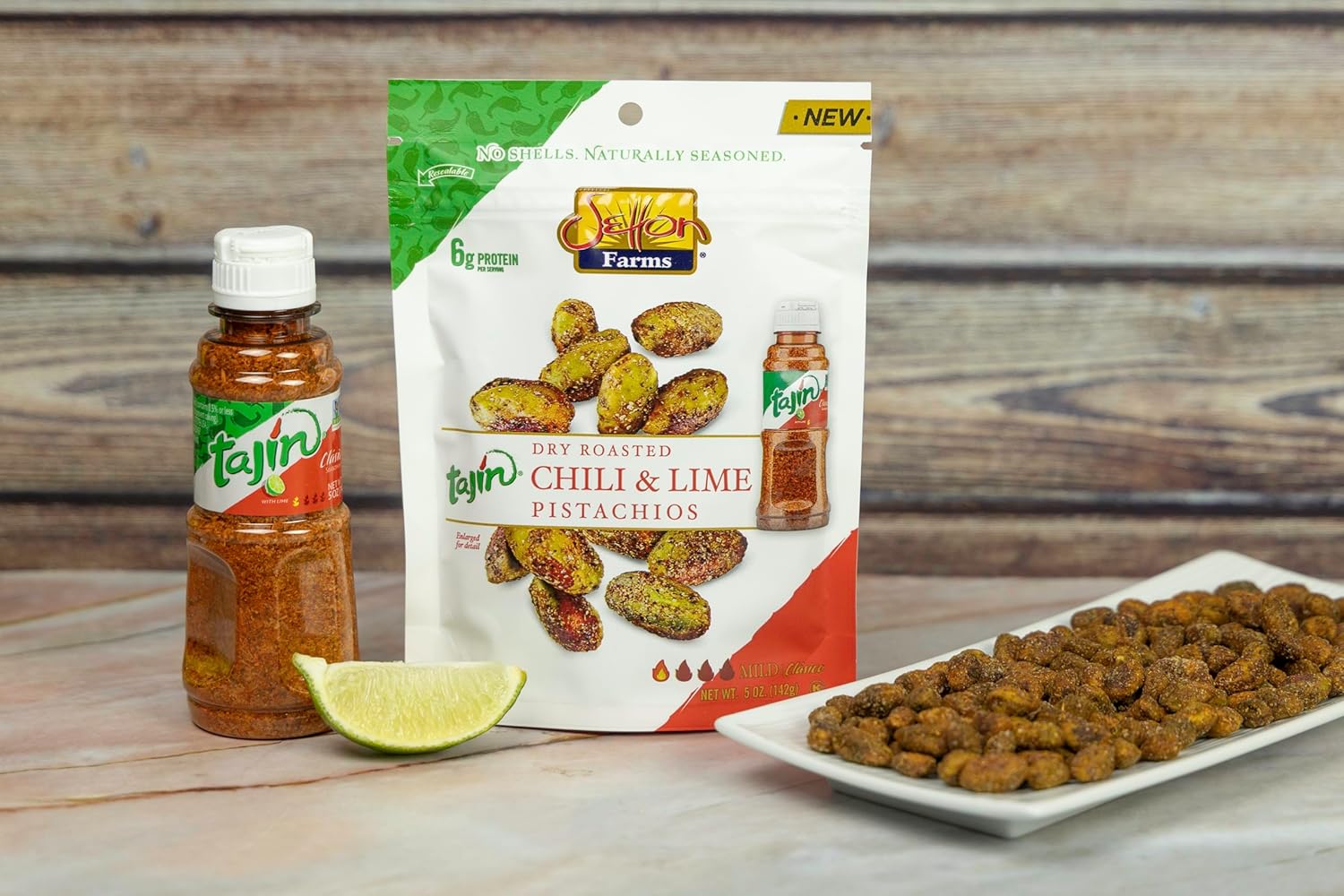 Tajin Seasoned Pistachio Kernels | No Shells | Tajin Clasico Chili Lime | Non-GMO Project Verified | Gluten Free | Vegan | Kosher | 5 Oz. Bag