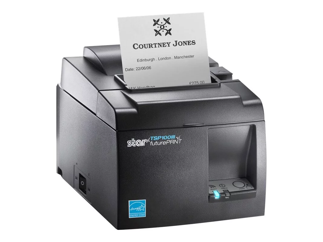 Star Micronics TSP143IIIW Wi-Fi (WLAN) Thermal Receipt Printer with Wireless Access Point, WPS, Cutter, and Internal Power Supply - Gray - 39464710