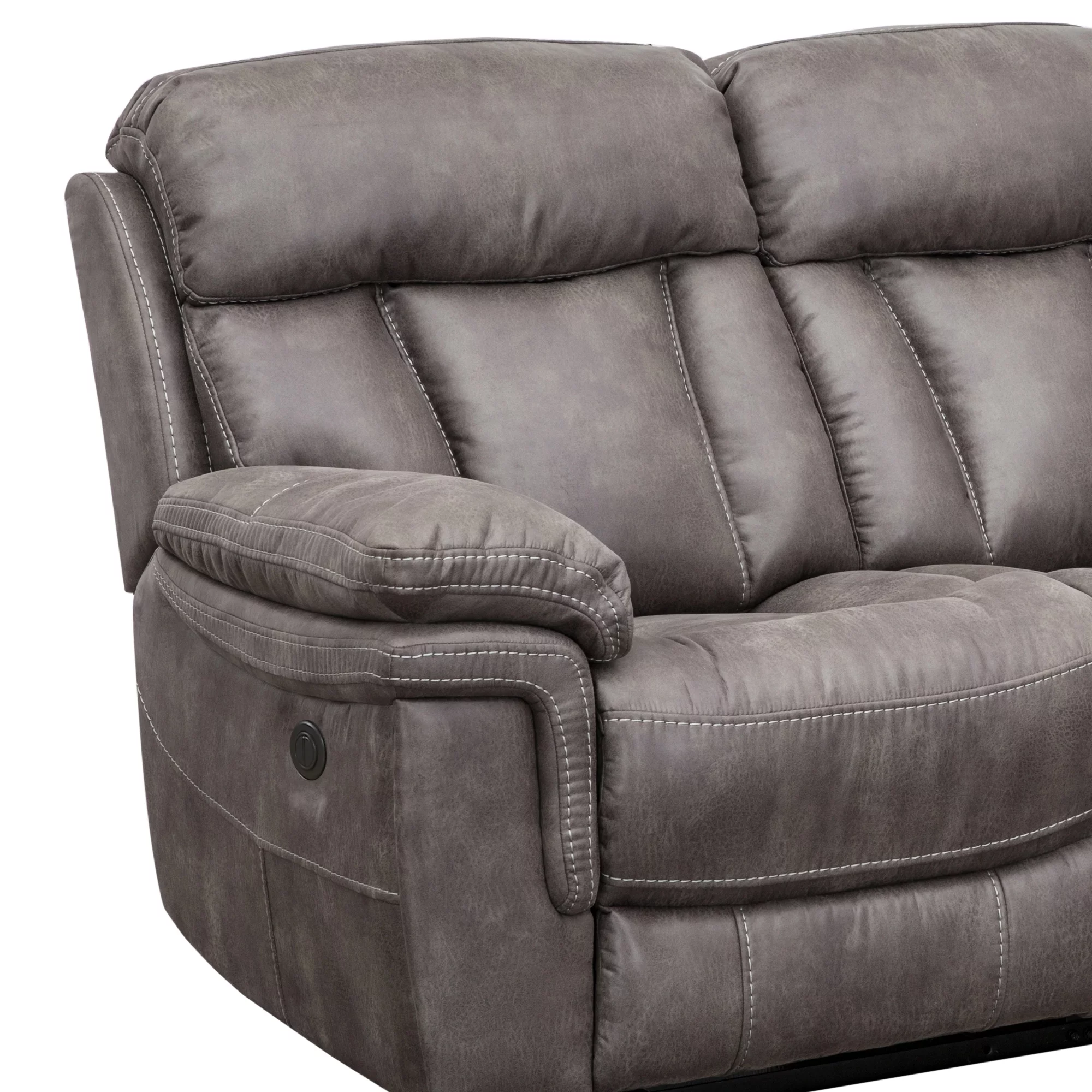 Estelle Power Reclining Sofa in Gunmetal Fabric