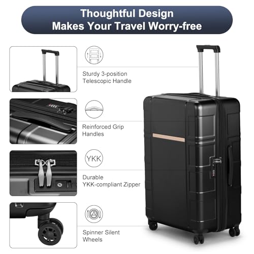 Karl home Luggage Expandable 3 Piece Set Suitcase PC+ABS Hard-Sell with TSA Lock Spinner Wheels 20in 24in 28in Travel Rolling Carry on Woman/Men Rose Gold