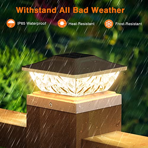 12 Pack Solar Post Cap Lights, 2 Mode Bright Solar Post Lights Outdoor Waterproof Fence Post Cap Lights, Outdoor Post Lights Solar Powered Deck Lights for 4x4 4.5x4.5 5x5 Posts in Garden Decor