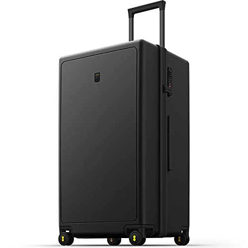 LEVEL8 Hard Shell Carry on Luggage Airline Approved, Carry-on Suitcases with Wheels, Lightweight Luminous Textured Hardside Travel Bag with Tsa Lock, 20 Inch, Black