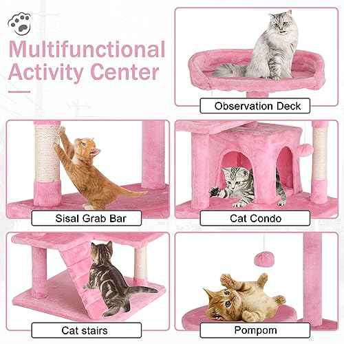 Cat Tree 70 Inches Cat Tower for Indoor Cats Multi-Level Cat Condo with Litter Box Enclosure,Scratching Posts for Indoor Cats (Dark Gray)