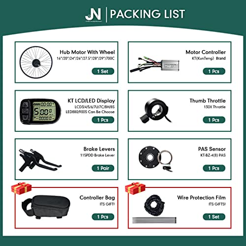 Electric Bike Conversion Kit,Ebike Rear Wheel Conversion Kit,48V 250/350/ 500/1000/1500W Rear Wheel Brushless Gear Motor, 16