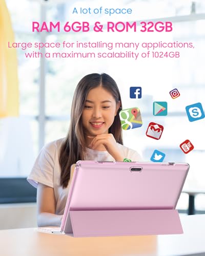 ATOZEE 10 in Tablet 2 in 1 Android 14 Tablets with Keyboard 10 inch Tabletas, Include Mouse Stylus Pen Case, 6000mAh 6GB+32GB ROM 1TB Expandable Tableta, 2MP+8MP Dual Camera, WiFi-6 BT Tablet PC.