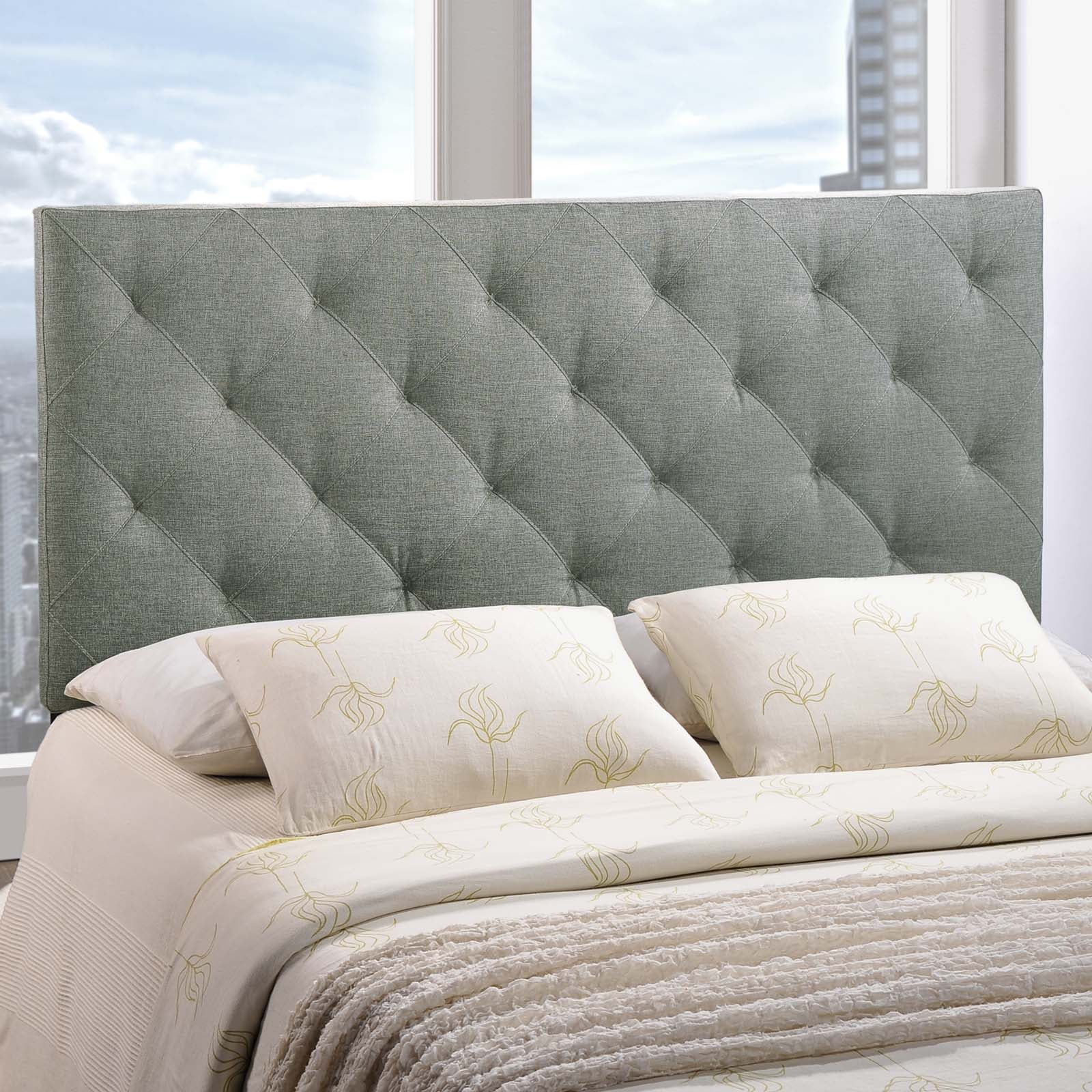 Modway Theodore Full Upholstered Fabric Headboard in Gray