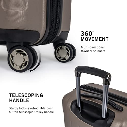 Kenneth Cole REACTION Renegade Luggage Expandable 8-Wheel Spinner Lightweight Hardside Suitcase, Navy Blue, 20-Inch Carry On