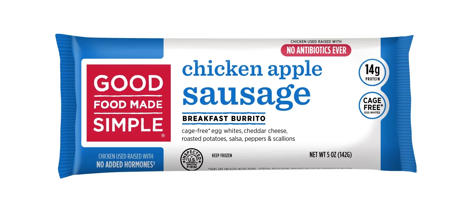 Good Food Made Simple Chicken Apple Sausage Egg White Burrito, 5 Ounce -- 12 per case.