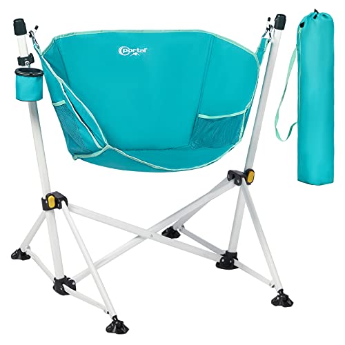 PORTAL Hammock Camping Chair, Portable Outdoor Swinging Chairs, Rocking Chair for Adults with Adjustable Back and Height for Lawn, Backyard, Patio, Supports 400 lbs, Breathable Mesh High Back, Blue