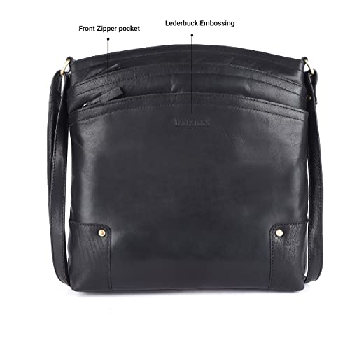 Terry Large Soft Real Leather Womens Crossbody Handbags and Purses-Triple Zip Premium Sling Crossover Shoulder Bag