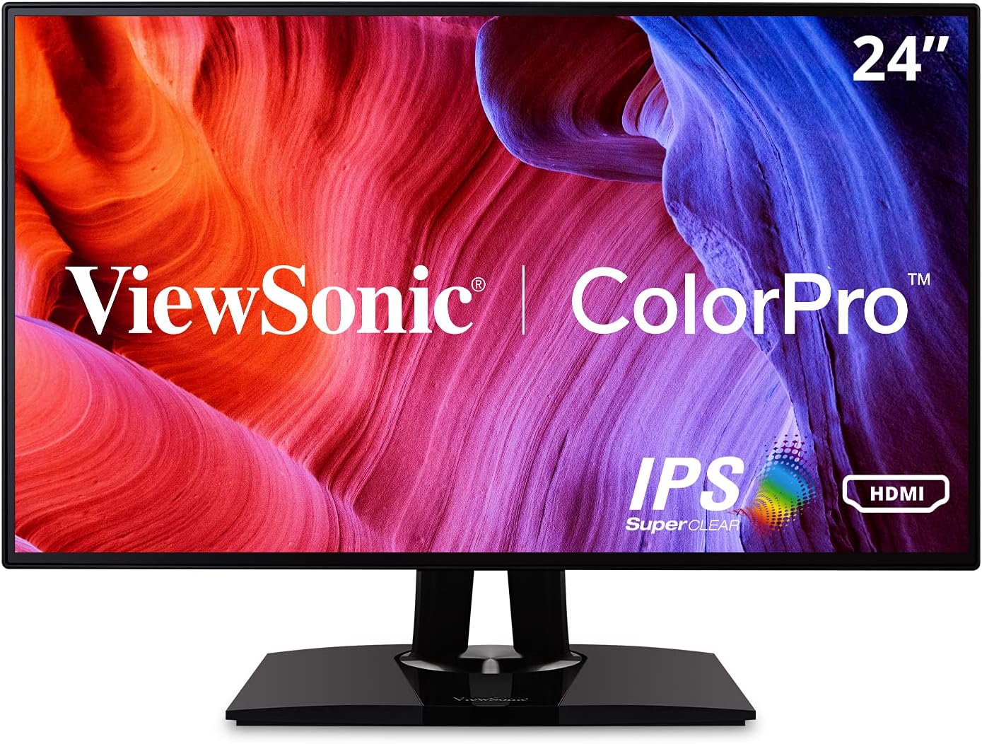 ViewSonic VP2468a 24-Inch Premium IPS 1080p Monitor with Advanced Ergonomics, ColorPro 100% sRGB Rec 709, 14-bit 3D LUT, Eye Care, 65W USB C, RJ45, HDMI, DP Daisy Chain for Home and Office