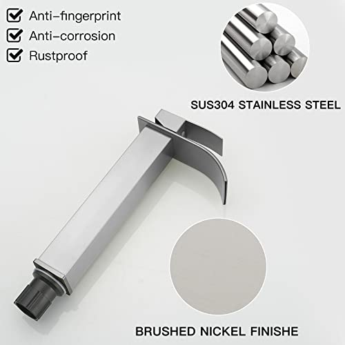 BWE Vessel Sink Faucet Modern Waterfall Chrome Single Hole Bathroom Faucet Single Handle with Pop up Drain Without Overflow Assembly Vanity Basin Bath Sink Faucets Mixer Tap