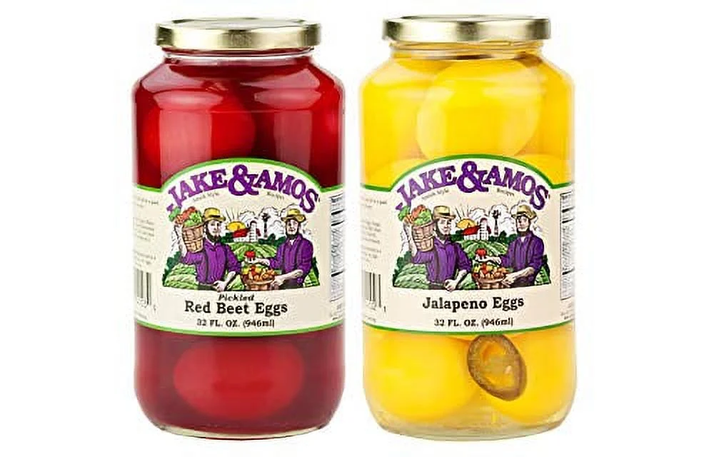Jake & Amos Red Beet & Jalapeno Pickled Eggs Variety 2-Pack, 34 oz. Jars