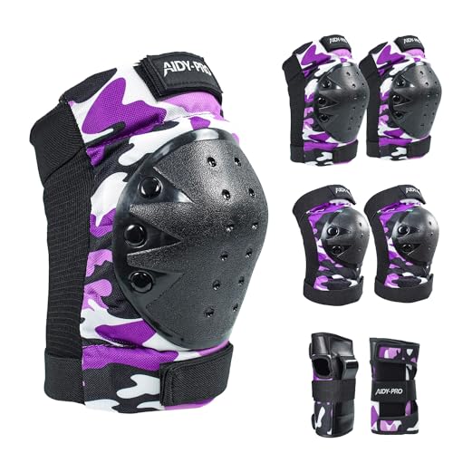 Kids Knee Pads and Elbow Pads Kids Protective Gear Set, Bike Knee Pads for Kids Wrist Guards for Roller Skating Skateboarding Biking Blue