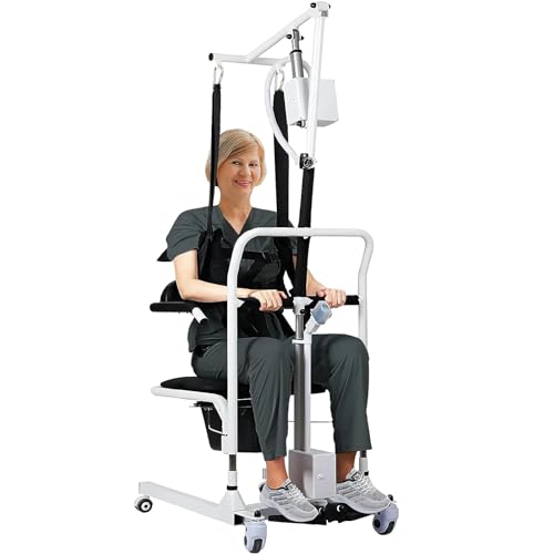 Electric Transfer Chair Patient Lift (4 in 1) for Home, 180° Split Seat, 330 lbs Load-Bearing for Elderly Disabled Handicapped (Eclectic, White, Black)