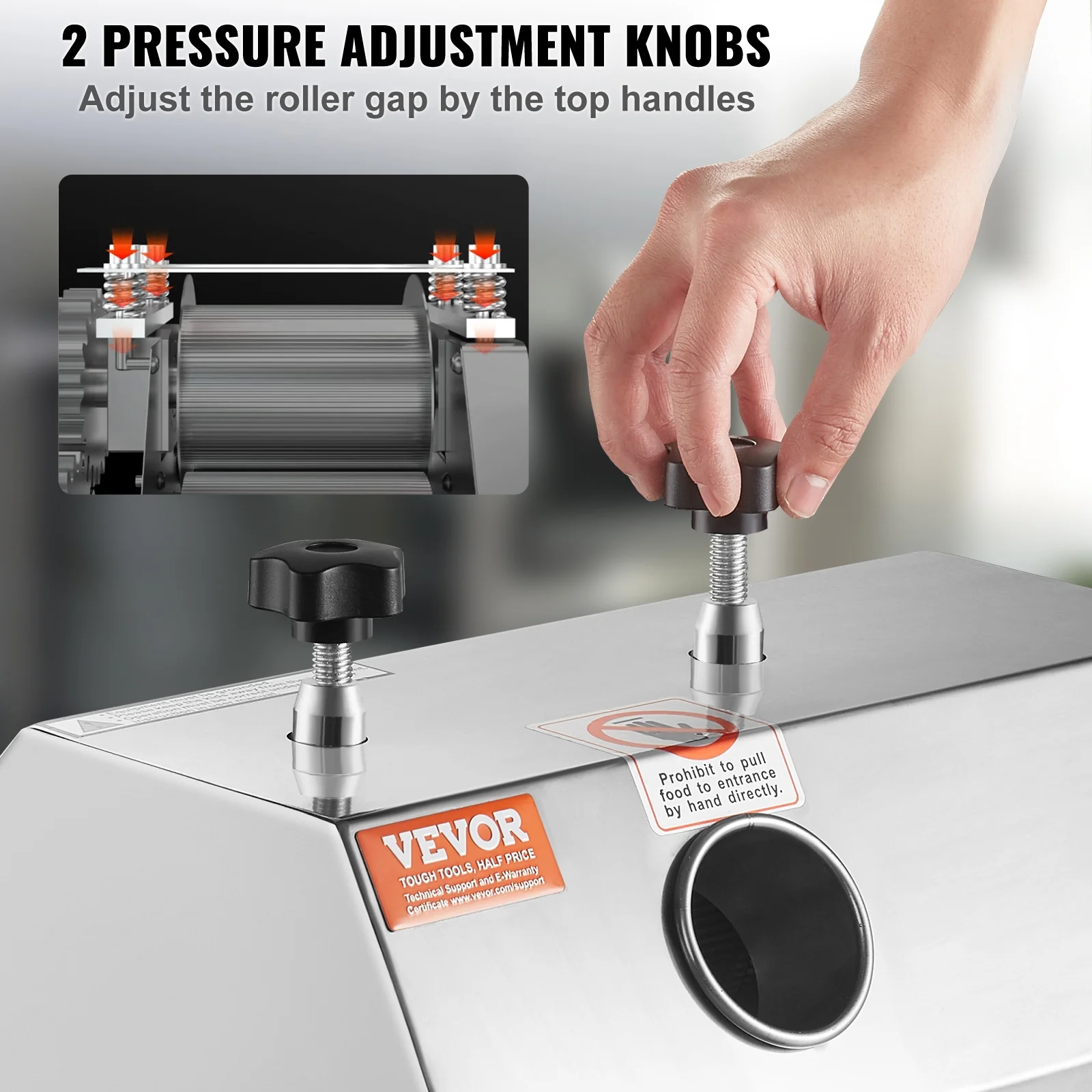 SKYSHALO 750W Electric Sugar Cane Juicer 661LBS/H Output 3 Rollers 2.4