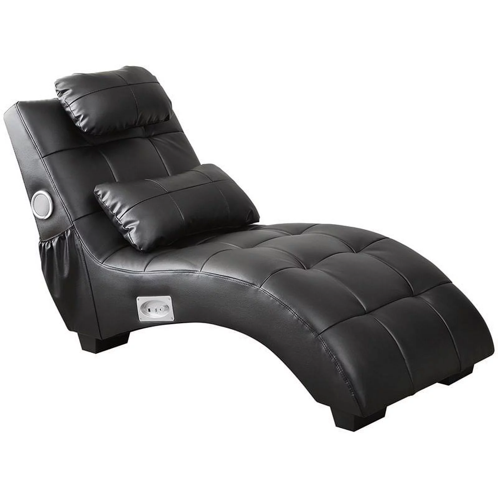 Coaster 550018 Black Upholstered Chaise Lumbar Pillow And Bluetooth
