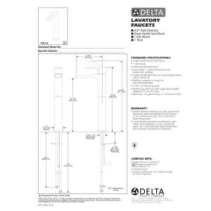 DELTA FAUCET Ara Vessel Sink Faucet, Single Hole Bathroom Faucet, Single Handle Bathroom Faucet Chrome, Waterfall Faucet, Chrome 768LF, 14.63 x 2.00 x 5.38 inches