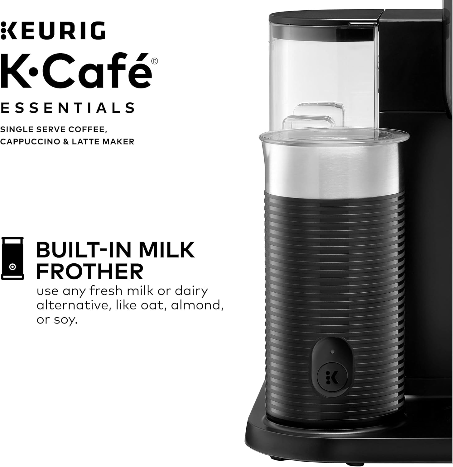 K-Cafe Essentials Single Serve K-Cup Pod Coffee, Latte and Cappuccino Maker, Black