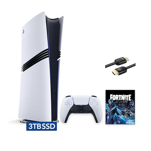 Sony PlayStation 5 Pro Upgraded 3TB Digital Edition Fortnite Cobalt Star Bundle 8K HDMI Ultra High Speed Cable - White, Flagship Pro PS5 3TB PCIe SSD Gaming Console with Upgraded 3TB Ultra Fast SSD [video game]