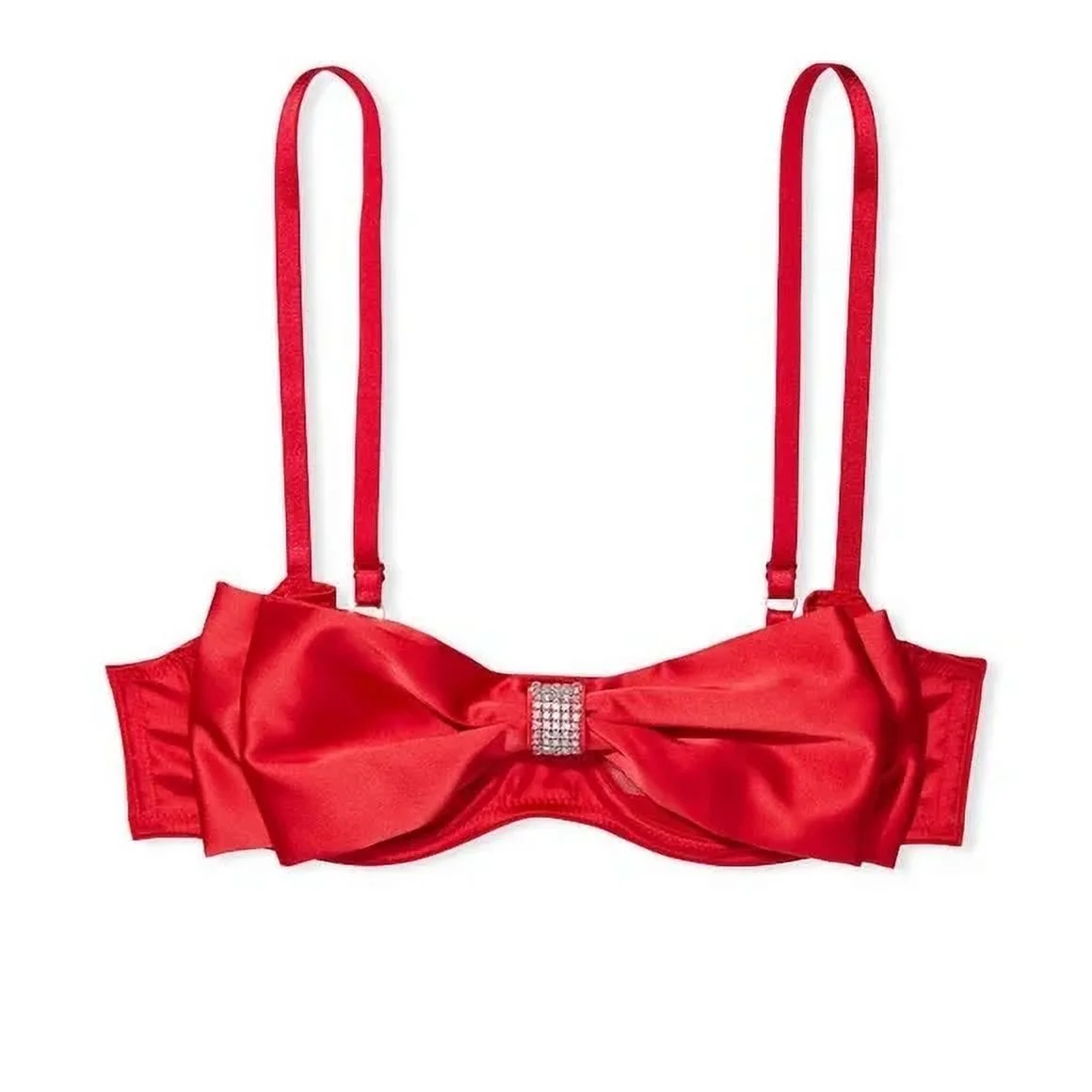 Victoria's Secret Lipstick Red Dream Angels Wicked Unlined Sheer Mesh & Bow Balconette Bra