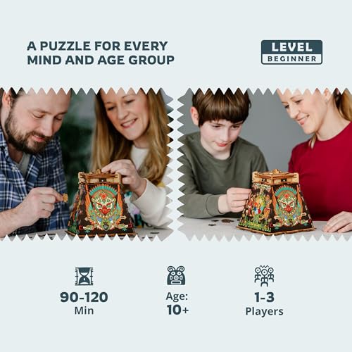iDventure Cluepuzzle Pyramid of The Sun | Puzzle Box with Jigsaw Puzzle | Escape Room Game | Treasure Box | 3D Wooden Puzzle | Sequential Puzzles Puzzle Box Adults and 10+ | Money Gift Box