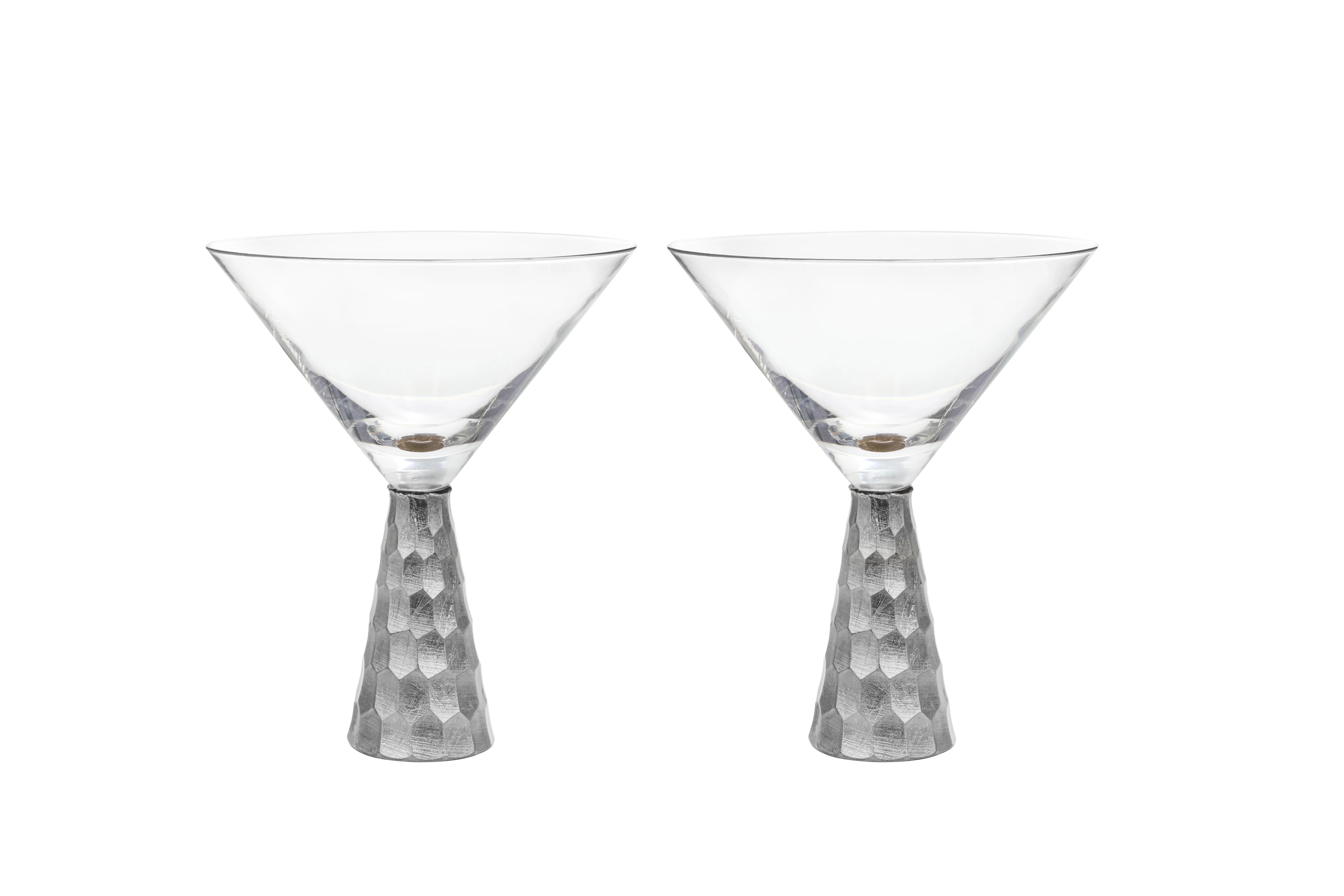 American Atelier  Daphne Martini Glasses Set of 2 - 9 oz. Silver