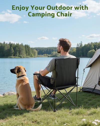 YSSOA Removable Footrest Reclining Camping Chair, 1-Pack, Black