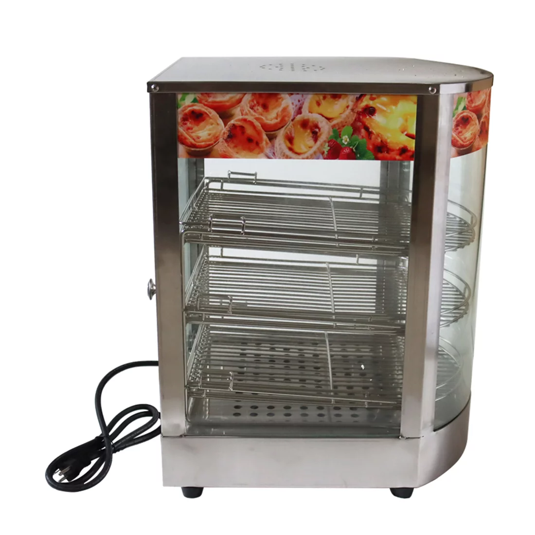 INTBUYING 3 Layers Electric Food Warmer Display Case Egg Tart Pizza Warmer 850W