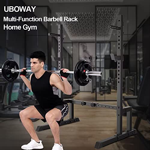 Uboway Barbell Rack Squat Stand Adjustable Bench Press Rack 550LBS Max Load Multi-Function Weight Lifting Home Gym Fitness