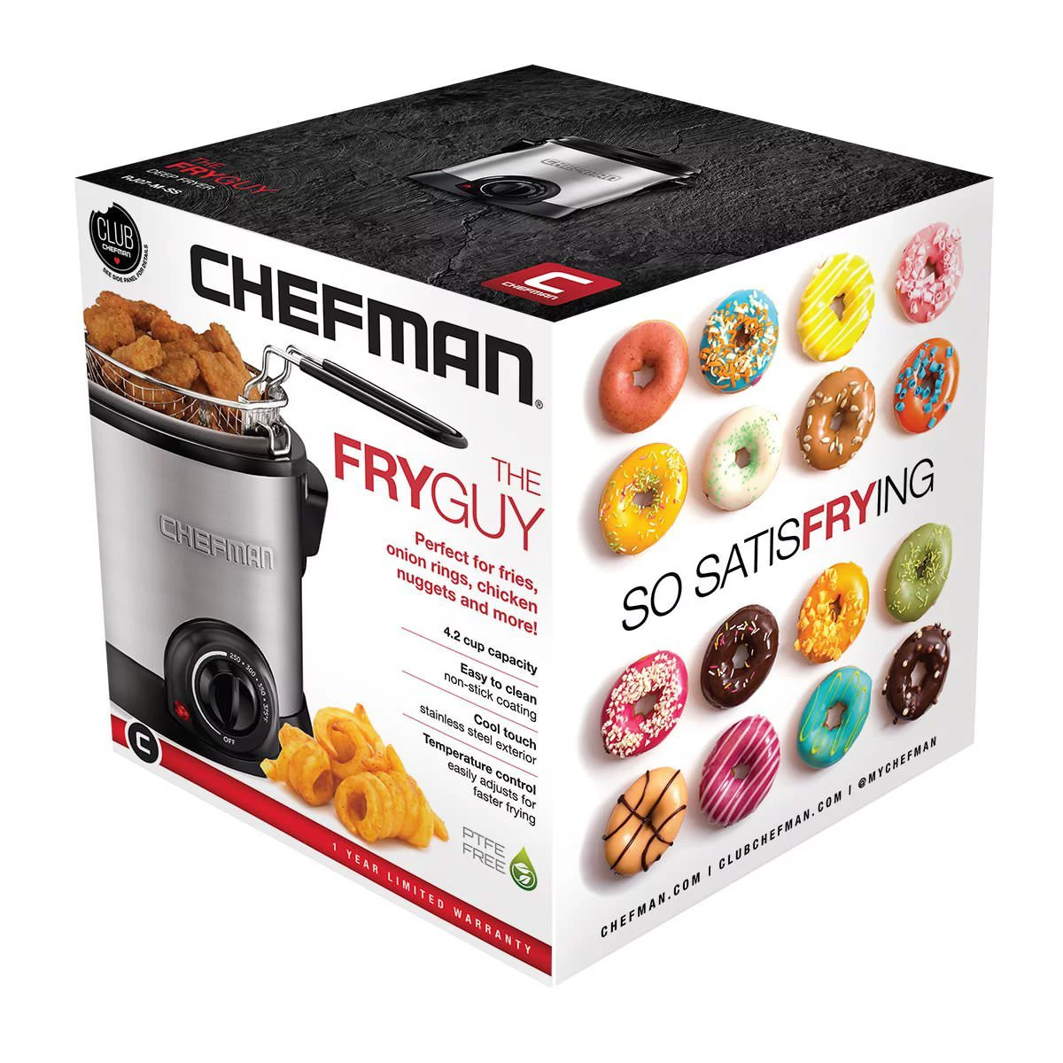 Chefman Fry Guy 1 Liter Deep Fryer w/ Adjustable Temperature Control - Stainless Steel, New